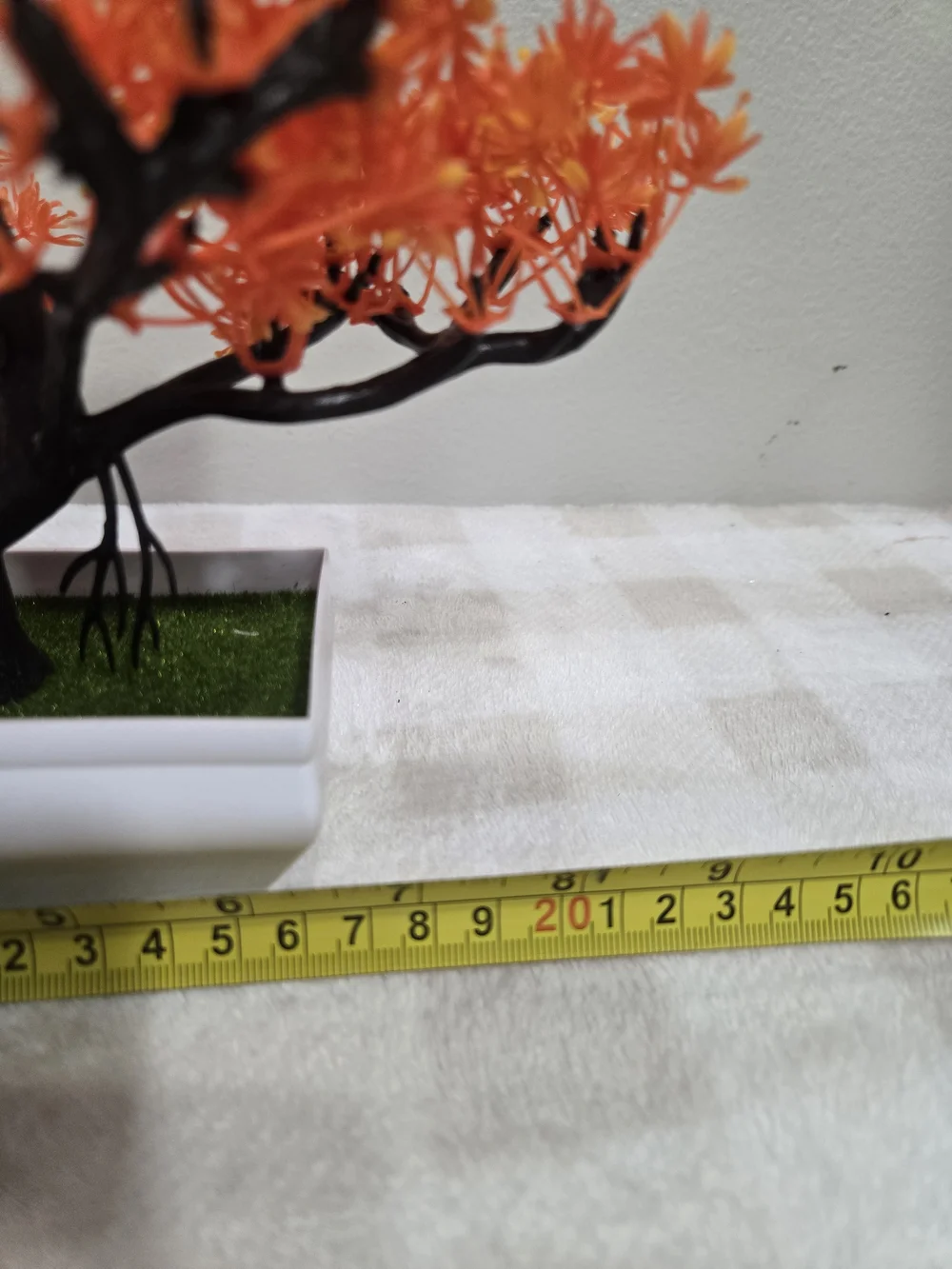 Asian Artificial Orange Bonsai Tree Plastic in White Planter Pot 8 in